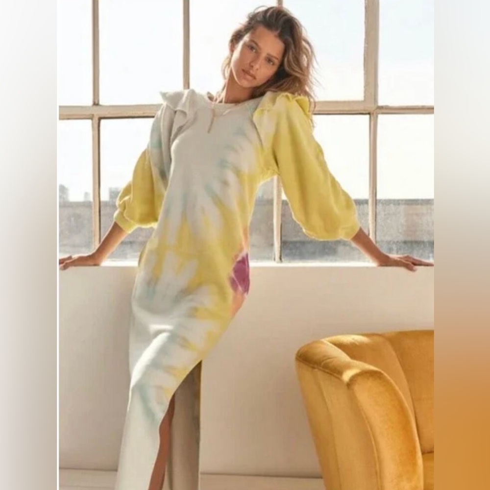 Something Navy Tie Die Sweatshirt Maxi Dress Size XSmall